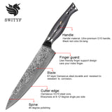 Professional 8-inch Chef VG-10 Damascus Steel Kitchen Knife of Balck Handle
