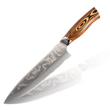 Damascus handmade carbon chef knife wood handle