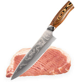 Damascus handmade carbon chef knife wood handle