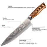 Damascus handmade carbon chef knife wood handle