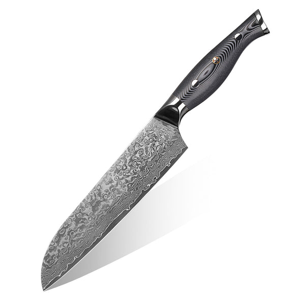 Damacsus Santoku Kitchen Knife of Balck Handle