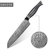 Damacsus Santoku Kitchen Knife of Balck Handle