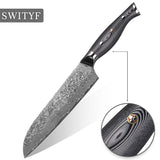 Damacsus Santoku Kitchen Knife of Balck Handle