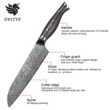 Damacsus Santoku Kitchen Knife of Balck Handle
