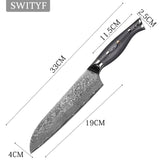 Damacsus Santoku Kitchen Knife of Balck Handle